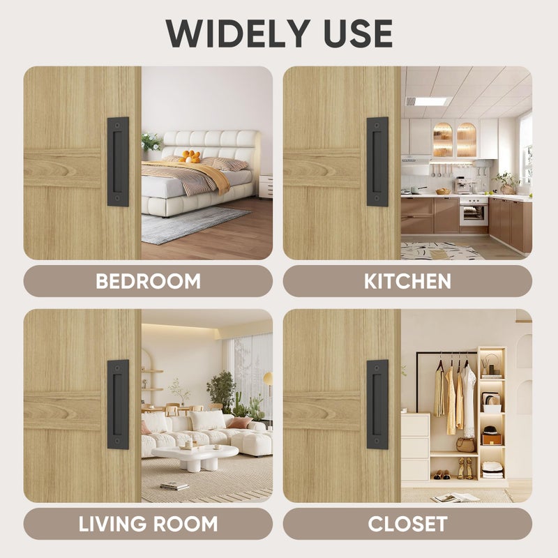 JUBEST 8-3/5'' Sliding Barn Door Handle Modern Simple Finger Flush Pull Handle for Gates Garages Sliding Doors Cabinets Closet and Drawers,Flat Black - Image 3